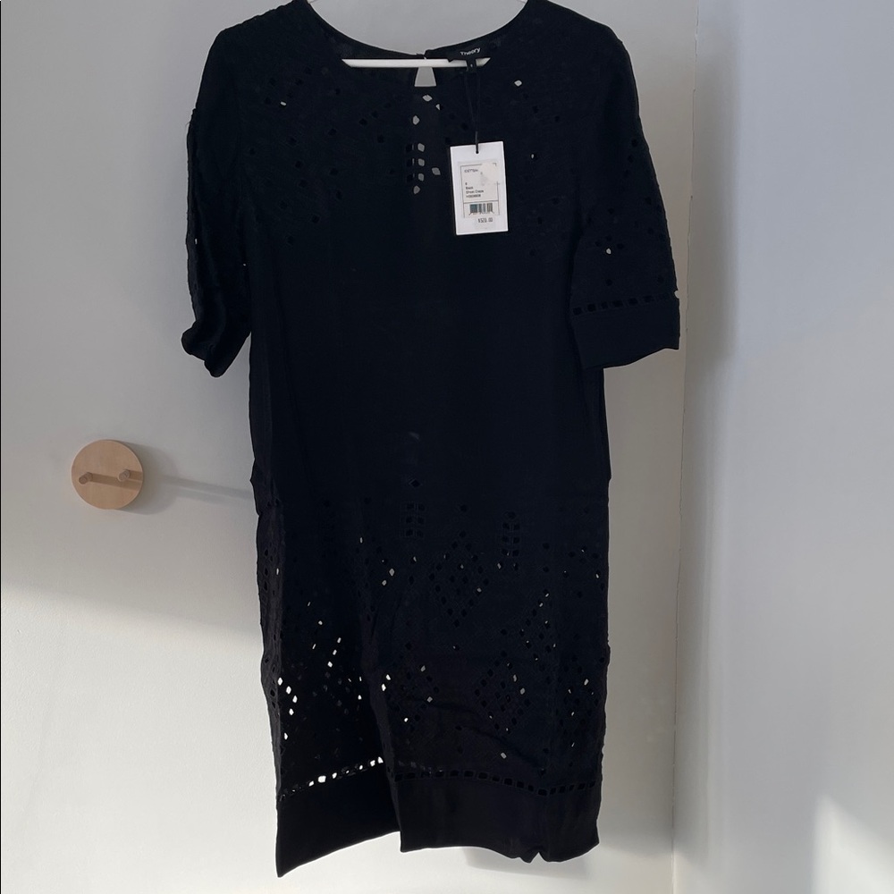 *NWT* Theory Black Midi Dress with Intricate Cut outs
